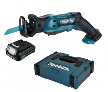 Makita Akku-Reciprosäge JR103DY1J ohne Ladegerät, mit einem Akku 1,5 Ah, im MAKPAC, mit Sägeblatt-Set