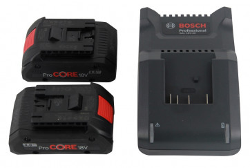 Bosch Akku-Starter Set ProCore 18 V, 4,0 Ah  kompl. mit: 2 ProCore Akkus 4,0 Ah, Ladegerät,  im Karton
