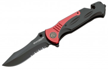 Magnum Messer Fire Chief 440A-Klinge 11,5 cm, Linerlock, rot-schwarz,