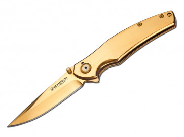 Magnum Messer Gold Finger 440A-Klinge 8 cm, Klinge+Framelock+Edelstahl-