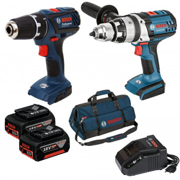 Bosch GSB 18VE-2 LI + GSR 18V-2-LI Plus + 2x 4,0Ah + Ladegerät + Tasche