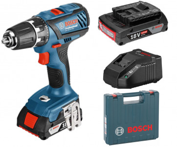 Bosch Akku-Bohrschrauber GSR18-2-Li Plus 18V, 3 Akkus 2,0Ah, Ladegerät, 