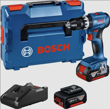 Bosch Akku-Schlagbohrschrauber GSB 18V-45 2x Akku GBA 3Ah, Ladegerät GAL 18V-40, L-BOXX