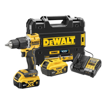 DeWalt Akku-Schlagbohrschrauber DCD100YP2T-QW 18V, 2 x 5,0 Ah XR Akkus, Ladegerät, Koffer