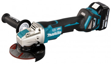 Makita Akku-Winkelschleifer DGA519RTJ 18 Volt, mit 2 Akkus 5,0 Ah, Ladegerät, im MAKPAC, X-Lock, Drehzahlregulierung