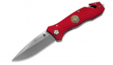 Magnum Messer Fire Dept., rot 440A-Klinge 8,5 cm, rutschfeste Griffschalen,