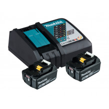 Makita Akku-Starterset 18 Volt mit 2 Akkus 5,0 Ah, Schnellladegerät,