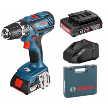 Bosch Akku-Bohrschrauber GSR18-2-Li Plus 18V, 3 Akkus 2,0Ah, Ladegerät, 