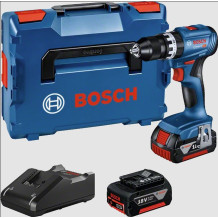 Bosch Akku-Schlagbohrschrauber GSB 18V-45 2x Akku GBA 3Ah, Ladegerät GAL 18V-40, L-BOXX